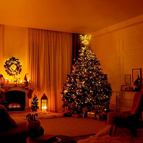 Topper за Коледно YUJUN, Коледен Topper за коледната елха във формата на Ангел Gold 20 с подсветка, Работещ на