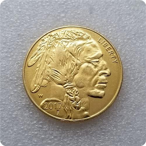Kocreat Копие 2017 и 2021 Златна Монета във формата на Главата Индианец Биволско 50 долара-Копие на Сувенирни Монети на
