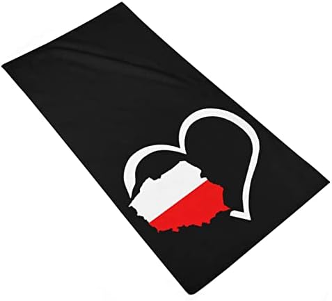 Любящо Сърце Карта на Полша, Флаг, Гъба, Кърпа 28,7 х 13,8, Кърпички За Лице От най-добрите Влакна, Высокоабсорбирующие