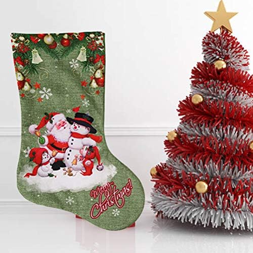 Abaodam Коледен Зелени Чорапи Очарователна Коледна Елха Камина Стенни Вратата Висящи Украшения Бонбони Подарък Чанта