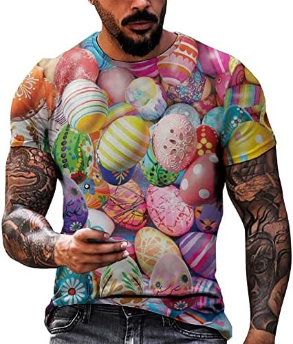 2023 Нова Мъжки Пролетно-Лятна Тениска за празнуването на Великден, Ежедневни Реколта Тениска с Пълна Частична Принтом,