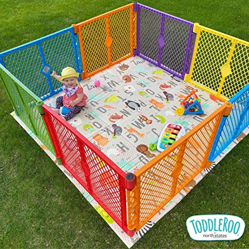 Toddleroo от North States Superyard 8-Панелна детска площадка за деца на закрито / открито, направено в САЩ, обезопасена