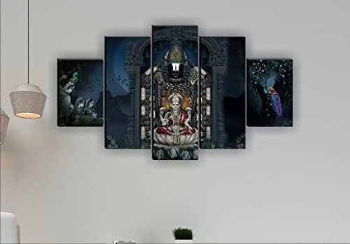 1 artofcreation SAF Комплект от 5 Tirupati Баладжи с Лакшми Религиозно съвременно изкуство Домашна декоративни стенни