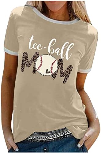 Тениска за Бейзбол майките, Жените Забавно Бейзболна Фланелка С Писмото Принтом, Тениски с Цветен Блок, Леопардовый Топ