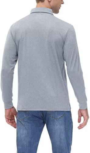 Мъжки Ризи Поло MAGCOMSEN с дълъг ръкав, Риза с яка с 3 Копчета, Бързосъхнеща Производствена Фланелка За Голф, Поло