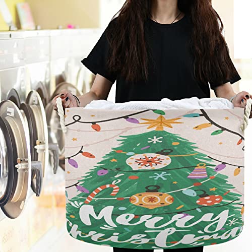 visesunny Поздравителна Коледна Картичка весела Коледа кошове за пране на Текстилен Кутия За Съхранение Кутия За