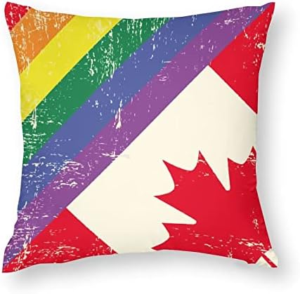 Дъгата Флаг Гая и Канада, Комплект от 2 покрива възглавница, Квадратни Калъфки за мека мебел, Спални, Автомобили,