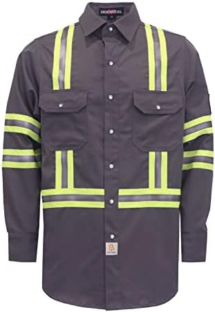 Ризи BOCOMAL FR С Висока видимост/Hi Vis Пожароустойчива/Огнеустойчиви Риза 7 унции на Мъжки ризи