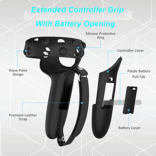 Съвместимост с аксесоари Meta / Oculus Quest 2 | по-дълги капачка на ръкохватката на контролера, с отвор за батерия | Капак