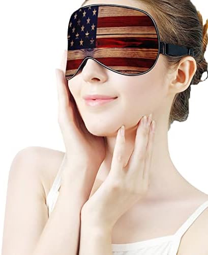 Текстура на дървото Флаг на САЩ Маска За Сън Мека Маска За Очи Ефективна Затеняющая Превръзка на Очите с Еластична Регулируема