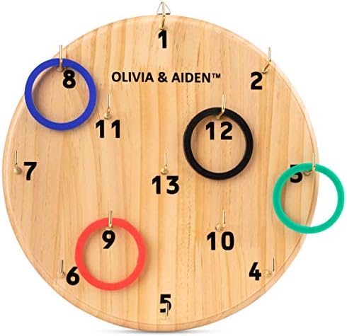 OLIVIA & AIDEN Ring Toss Игра за деца и възрастни в помещение и на открито - 4 играча | Голяма 12-инчовата