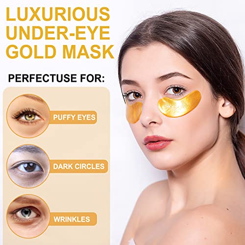14 Двойки 24-каратово Злато Under Eye Mask - Маска за очи от тъмните кръгове и подпухналостта, Намаляване на бръчки,
