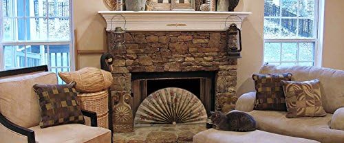 Декоративен вентилатор с чист гънки, Екран за камина или окачена лампа на стената - L1205 - Бял с Релефни муаровым цветен