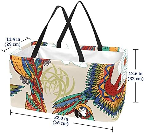 LORVIES Животни Папагал Птица за Многократна употреба за Хранителни стоки Чанти и Кошници За Съхранение на Битови Чанти,