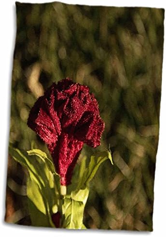 3 Сложете червена роза, направена от плат, в гроба с ярко-зелени тревни площи - Кърпи (twl-284218-3)