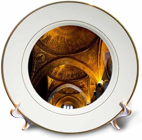 3D Купол таван от Розово злато базиликата сан Марко -Порцеланова чиния Венеция Италия, 8 инча