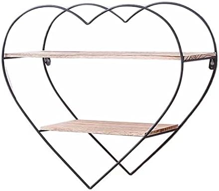 Творчески Плаващи Рафтове Черна Полк във формата на Сърце Стенен Метален Дизайн на Промишленото Съхранение на Романтична Полк
