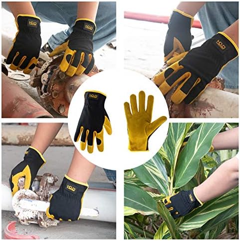 Кожени работни ръкавици за мъже и жени, 2 Двойки Градински Ръкавици от телешка кожа, Работни Ръкавици, за Механици,