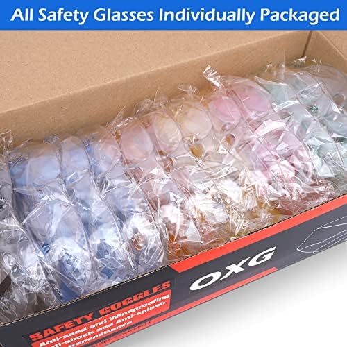 Защитни очила OXG на Едро от 24 парчета, ANSI Z87.1, Удароустойчив и устойчив на надраскване Защитни Очила