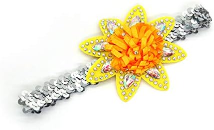 Дантелени дъвка за коса с цветя модел под формата на слънчоглед, бродирани с пайети, за малки момичета, Аксесоари