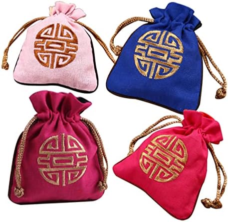 Чанта Cabilock Чанта Добри Мулти Бижута Памук Цветни Бонбони Обеци На Късмета си Тъкан Ленени Торбички за подаръци,