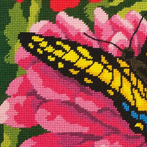 Комплект за бродиране Dimensions, Цветна бродерия Пеперуди и Цинниями, 14 x 14