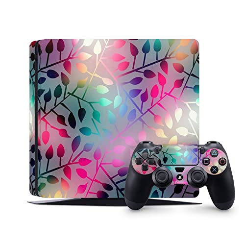 ZOOMHITSKINS Тънка кожа PS4, съвместима с Playstation 4 Тънък, цветен модел под формата на розови листа морска