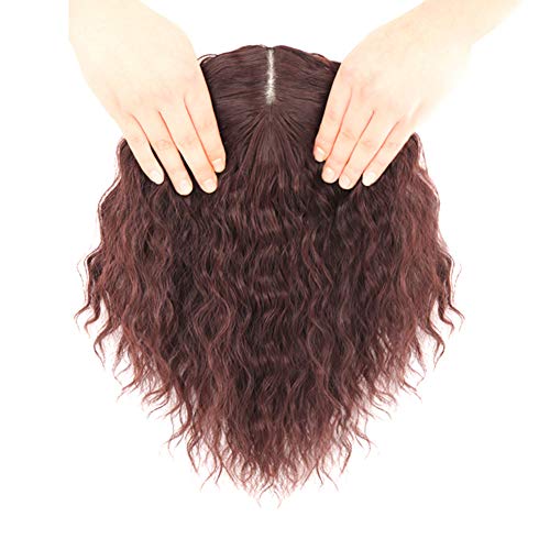Средната част на Космати Къдрава коса с заколкой за коса на базата на естествена кожа 8x12 см (Извратени / 40 см, светло-кафяв)