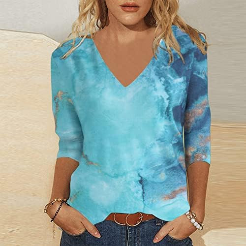 Дамски Блузи и Блузи с дълъг ръкав и V Образно деколте и Цветисти принтом във формата на Листенца, Ризи, Ежедневни