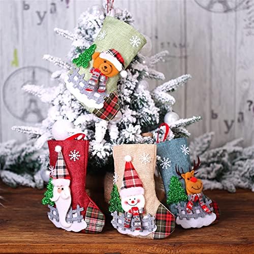Коледни Чорапи Aetygh, 4 бр., Персонални Малък Коледен Отглеждане, Подвесное Украса за Семейна Почивка, Коледни Украси