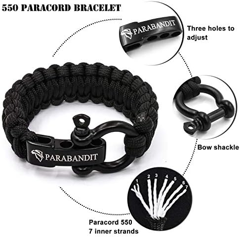 Гривна за оцеляването на паракорда Parabandit тегло 550 килограма, с черна дужкой-лък от неръждаема стомана, достъпна в 3