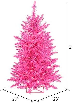 Изкуствена Коледна елха Vickerman 2' Ярко-Розов цвят, Розово led Светлини с твърда черупка - Изкуствена Коледна