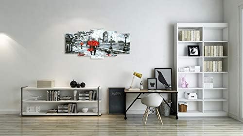 Червен Чадър F款 Черно-бял, с изглед към улицата на Париж, Художествена работа от 5 теми за домашен интериор,