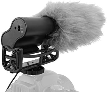 Микрофон-пушка (стерео) с предното стъкло и щепсел за Дохлой котки за Panasonic Lumix DMC-FZ2500 (включва скоба)
