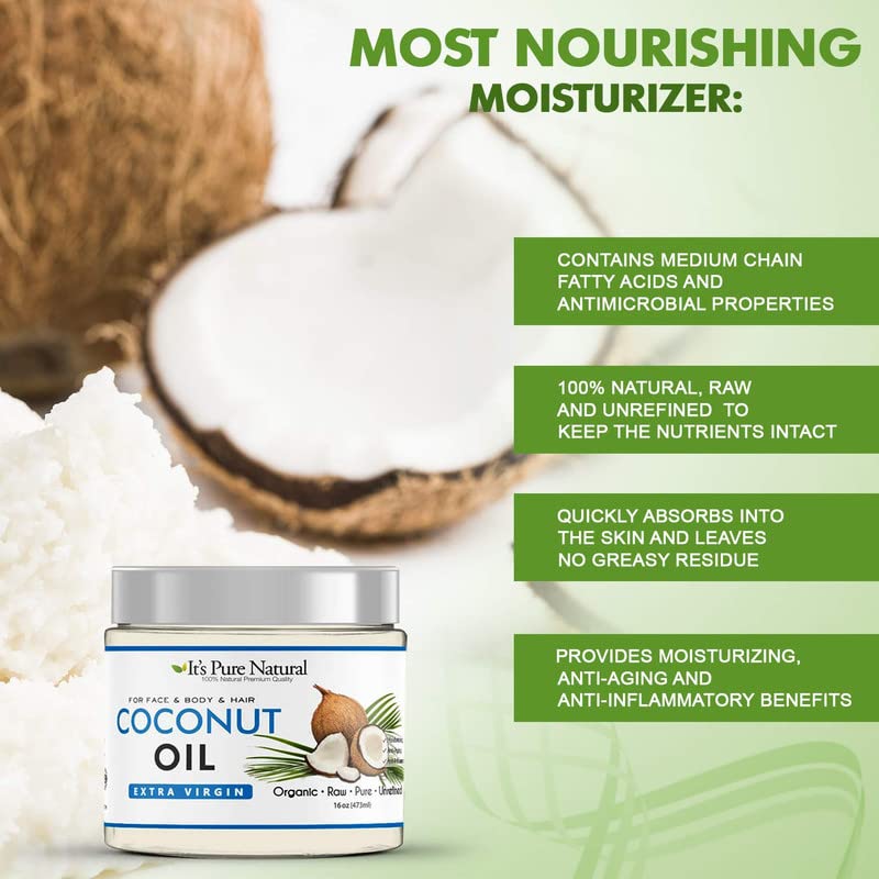 Това е чисто Натурално Органично нерафинирано сурово кокосово масло първото пресоване (8 унция) на кожата, Косата, епидермиса