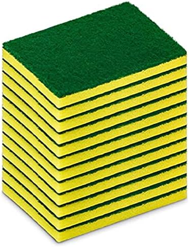 48 Лот Многофункционална Жълта Гъба За Миене на Чинии Зелен Скрубер Стъргало За миене на съдове