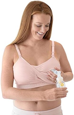 Комплект сутиен за помпане на Kindred Bravely Hands Free (розово Хедър, 3 размера) и органични пере подложки за гърдите