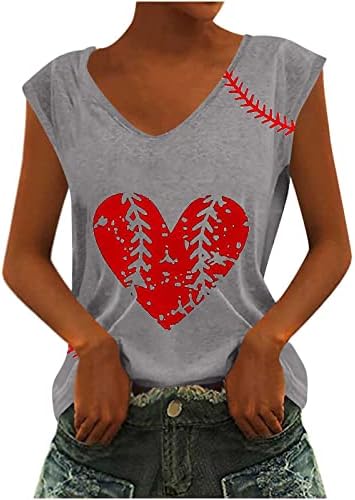 Бейзболна Тениска с изображение на Сърцето при Жените, Летни и Бейзболни Графични Блузи, Тениски, Ежедневни тениски С V-Образно