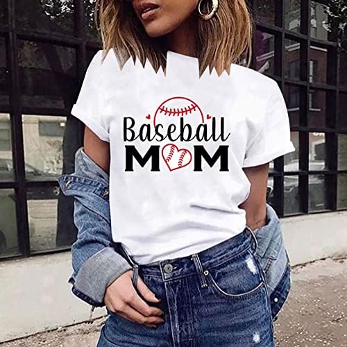 Бейзболни Ризи за майките, Дамски Ризи за майките 2023, Блуза, Ежедневни Летни Блуза С кръгло деколте, Летни Ваканционни Блузи