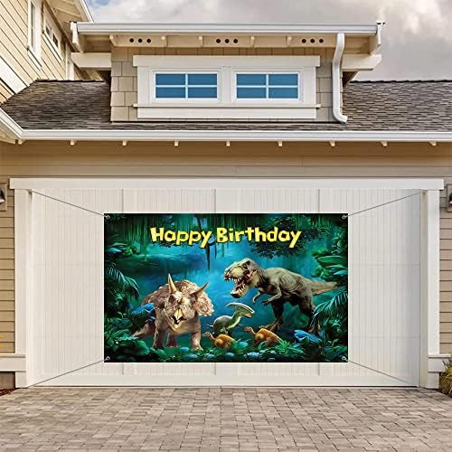 Renaiss 6x3,6 фута Банер честит Рожден Ден на Динозаврите Вечерни Украса Джурасик Бледа Джунглата Луди Приключения