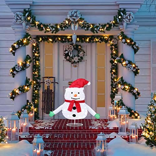 Снежен човек с осветление с дължина 2 метра, Изскачащи Коледни Украшения във формата на Снежен човек, Коледни Сгъваеми