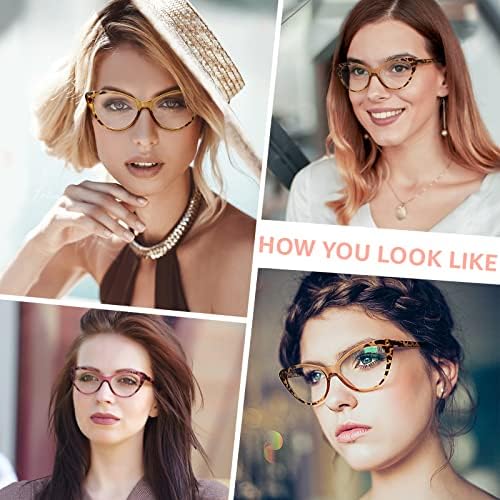 Очила за четене NOVIVON за жени, 5 опаковки, Блокиране на Синя светлина за четене Котешко око, Реколта Очила с Антирефлексно