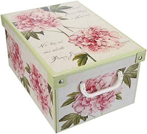 Декоративна Картонена кутия за съхранение на Kanguru Collection Midi Peonies с дръжки и капак за съхранение на