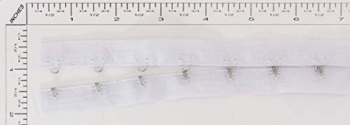 Чифт куки и примки с дължина 5 Ярда - на РАЗСТОЯНИЕ 1 сантиметър - Сребрист метал Върху бяла памучна лента, Кант лента, чрез
