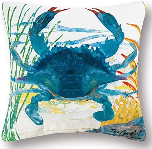 C & F Home Blue Crab Крайбрежната Възглавница Премия Премия за вътрешно/Външно Употреба, декорация за Двор, Акварельное
