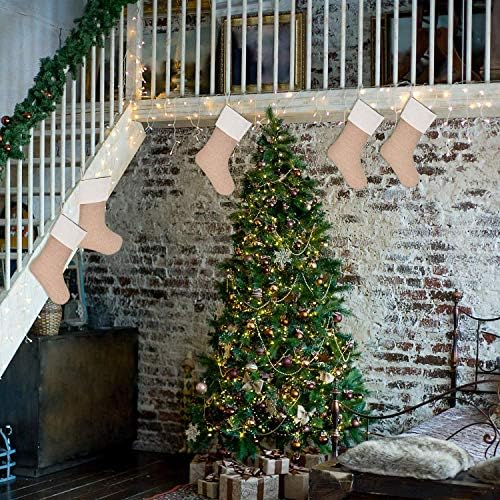 Teemico 12 Бр. Коледни Чорапи от Зебло за Коледна Украса, Подаръци и Ръчно изработени Екстри