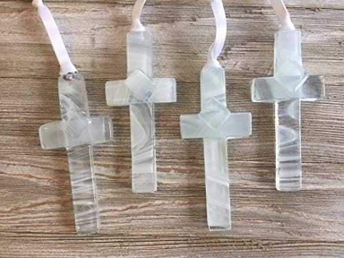Стъклена кръст ръчно изработени от САЩ с надпис потребителското доверие - идеален подарък за спомен за детето