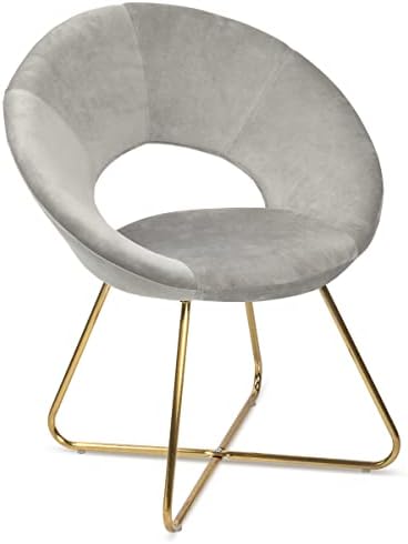 Кадифе стол, с акцент на един милиард кръгове, за хол, спалня и домашния офис със златни крака (мек-сив)