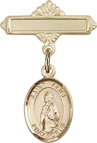 Детски икона Jewels Мания с чар Света на Алиса и полирани игла за бейджа | Детски икона от 14-каратово злато
