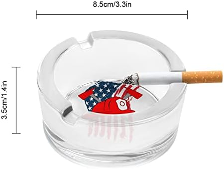 Firemans Axe Флаг на САЩ Стъклен Пепелник за Цигари Около Пепелника Портативният Титуляр за Пепел Калъф за Вътрешно Външно